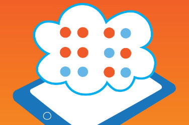 A cloud with Braille characters floats over a smartphone. Underneath "GoCC4All"